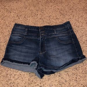 High waisted jean shorts